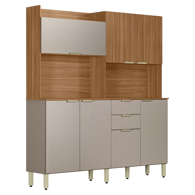 Mueble auxiliar de cocina freijo y pitaya 194 x 178 x 38 cm