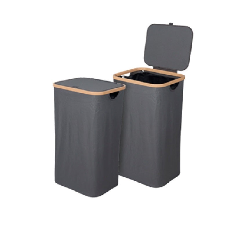 Set de 2 cestas para ropa tela rectangular 100 L gris Basic Living