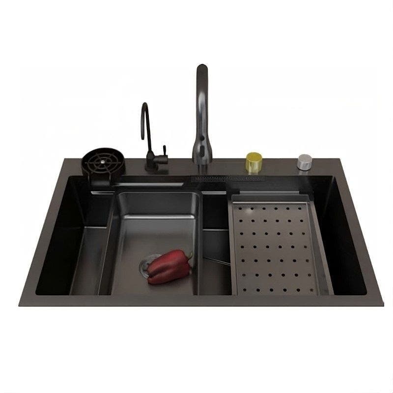 Fregadero acero inoxidable todo en uno empotrar 1 batea 83 x 53 cm Aqua Nuova Deluxe