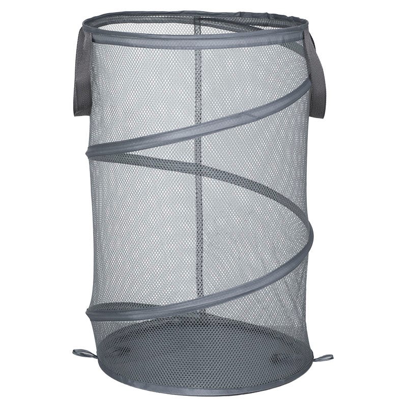 Cesta para ropa de poliéster cilindrica 21 L gris plegable
