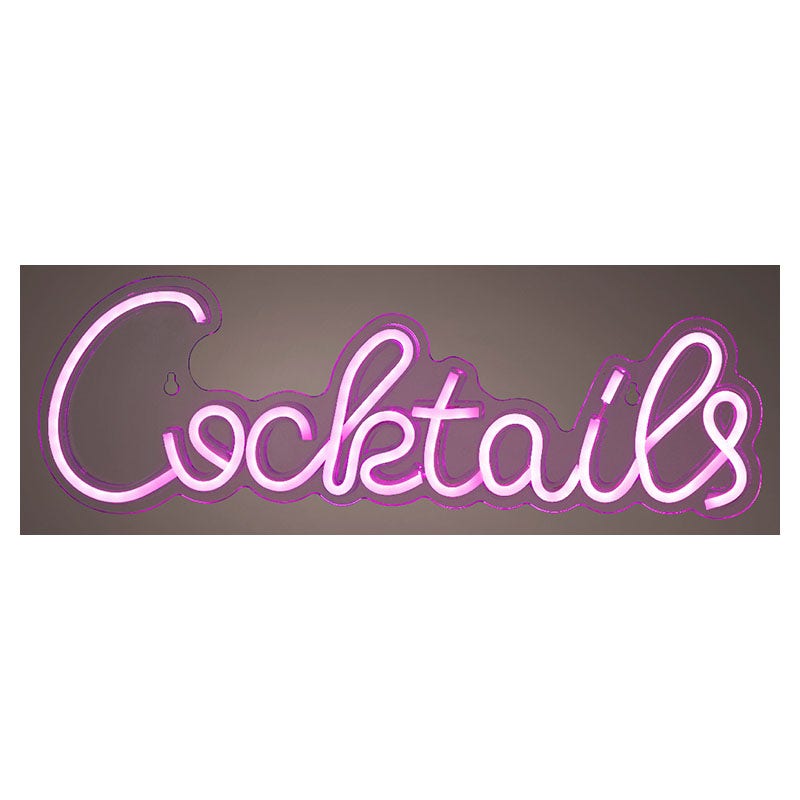 Letrero neón LED "cocktails" rosado 5,8 W 42 cm Lumineo