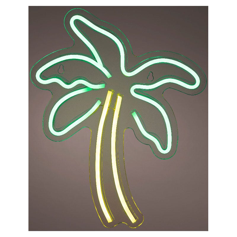 Letrero neón LED "palmera" multicolor 5 W 36 cm Lumineo