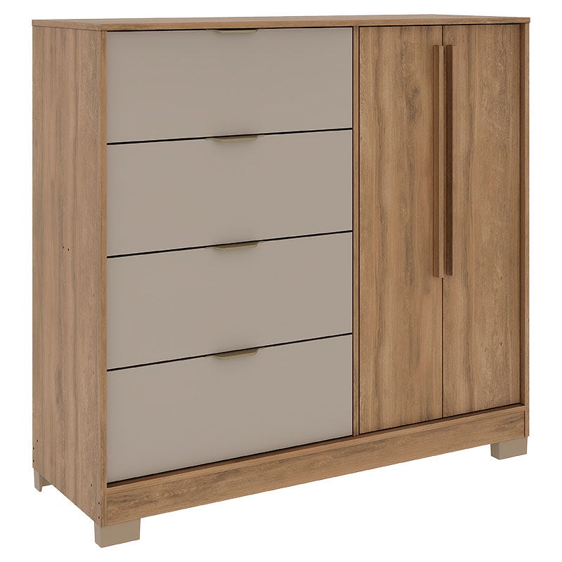 Cómoda de MDP freijo con avellana 125 x 118,5 x 45 cm
