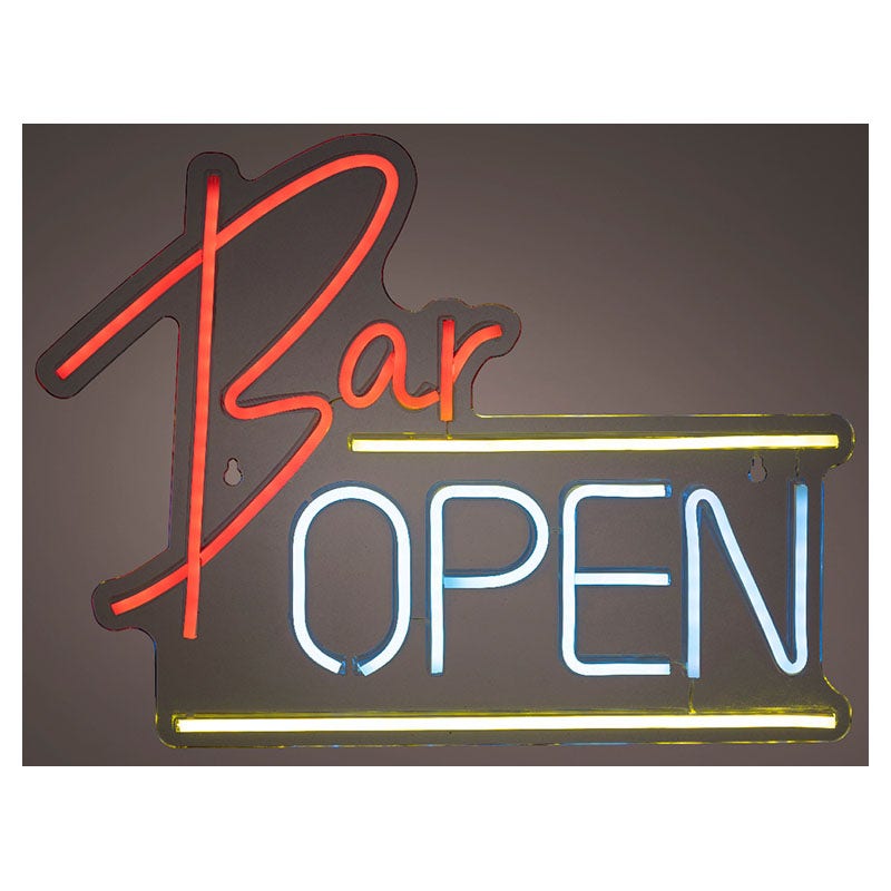 Letrero neón LED "bar open" multicolor 7,45 W 30 cm Lumineo