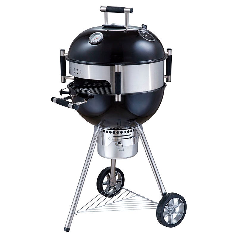 Parrilla carbón 1 rejilla negra con accesorio para pizza 57 x 68 x 125 cm Basic Living