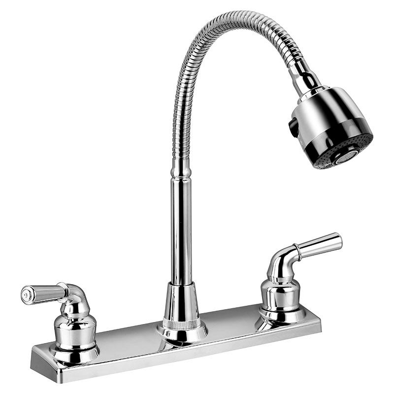 Mezclador para cocina 8" cuello flexible alto plata cromado con manilla palanca