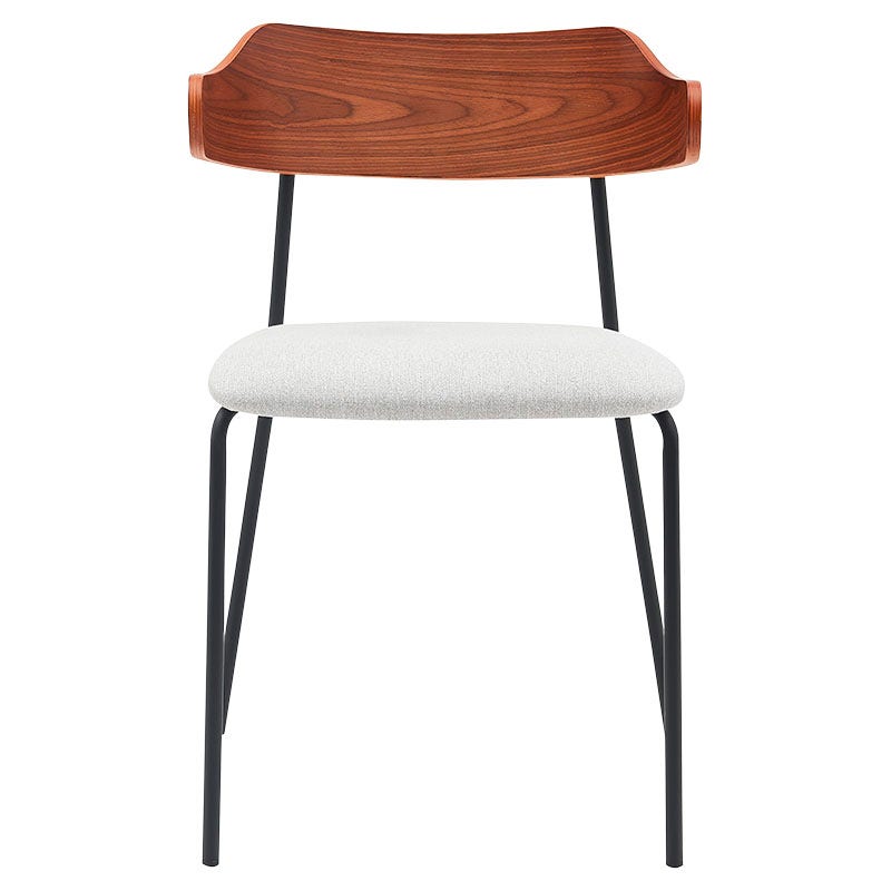 Silla moderna de acero, cuerina blanca y madera soporta hasta 117,9 kg Basic Living 47.5 x 51 x 70 cm
